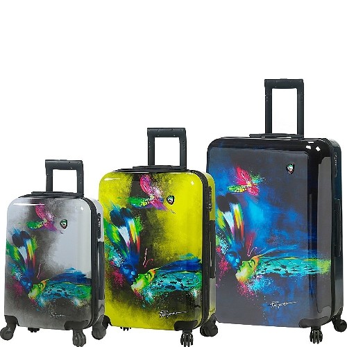 Mia Toro Prado-Butterfly Kiss Hardside Spinner 3 Piece Luggage Set [20", 24" & 28"]