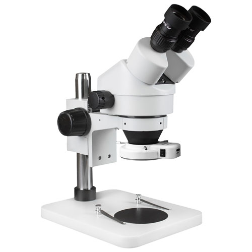Microscope binoculaire stéréo 7x-45x avec anneau lumineux 144 DEL de Walter Products