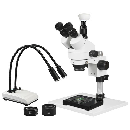 Walter Products 3.5x - 90x Trinocular Stereo Microscope w/ LED Gooseneck Dual Light(WP1AFZIHL205NMS)