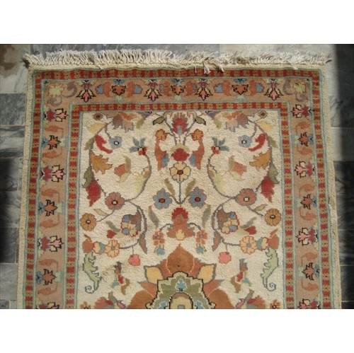 Ahmedani Wow Medallion Flowers Rug Hand Knotted Wool Silk Carpet 3.1' x 5.1' Area Rug - Ivory