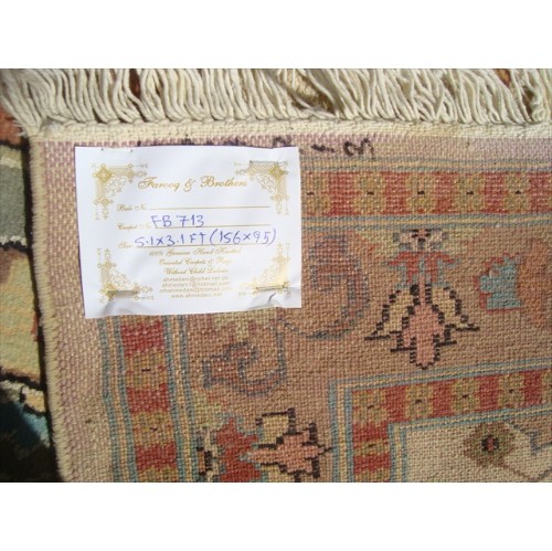 Ahmedani Wow Medallion Flowers Rug Hand Knotted Wool Silk Carpet 3.1' x 5.1' Area Rug - Ivory