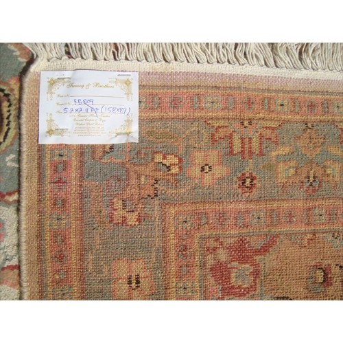 Ahmedani Classic Medallion Floral Hand Knotted Wool Silk Carpet 2.11' x 5.2' Area Rug - Ivory