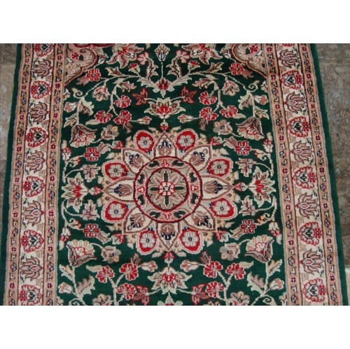 Ahmedani Royal Dark Green Ivory Beauty Floral Oriental Rug Hand Knotted Wool Silk Carpet 5.1' x 3.1' Area Rug - Dark Green