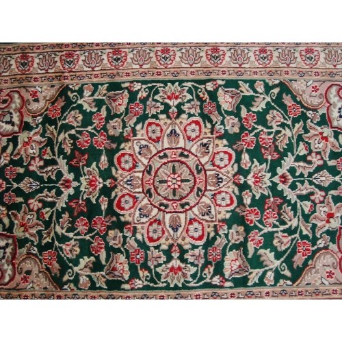 Ahmedani Royal Dark Green Ivory Beauty Floral Oriental Rug Hand Knotted Wool Silk Carpet 5.1' x 3.1' Area Rug - Dark Green