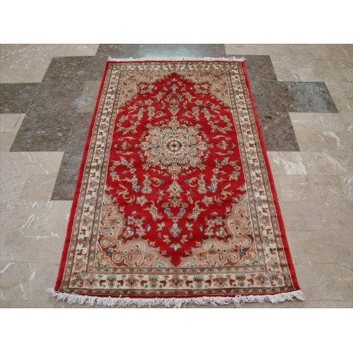 AHMEDANI  Royal Beauty Floral Oriental Rug Hand Knotted Wool Silk Carpet 5.2' X 3.0' Area Rug - Multi-Colour