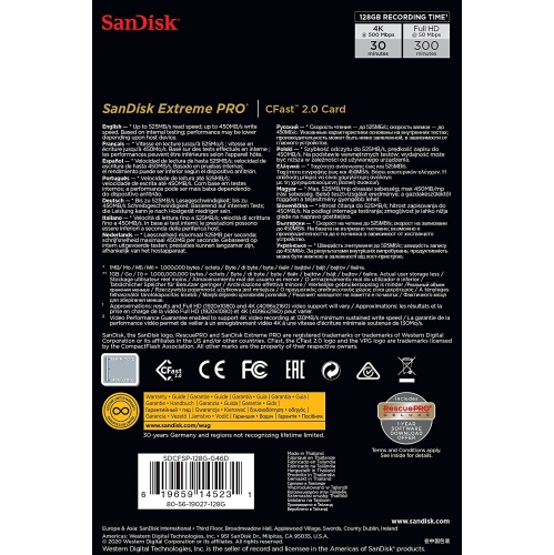 SanDisk SDCFSP-128G-G46D 128GB Extreme Pro C-Fast 2.0 Memory Card