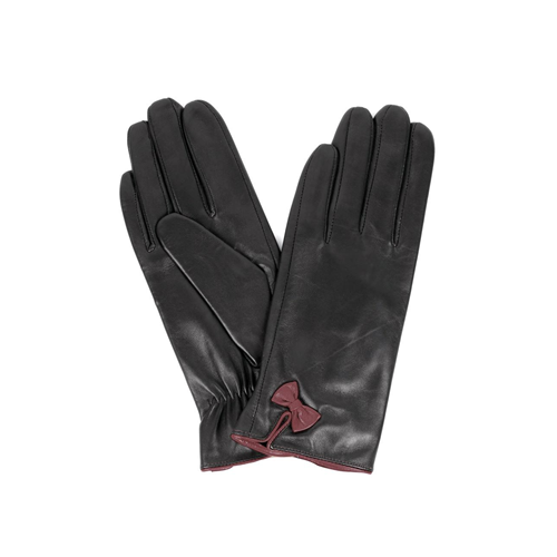 Karla Hanson Women's Deluxe Leather Gift Box Touch Screen Gloves Black Plum M