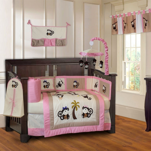 BabyFad Monkey 10 Piece Baby Crib Bedding Set 