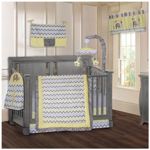 BabyFad Elephant ZigZag Yellow 9 Piece Baby Crib Bedding Best Buy Canada
