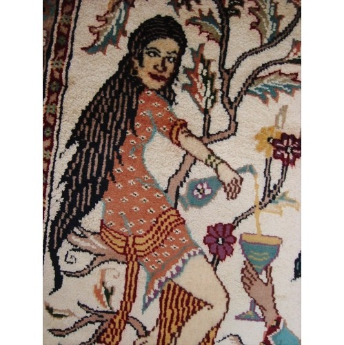 Ahmedani Awesome Umre Khayam Love Hand Knotted Rug Wool Silk Carpet Pair 3.1' x 2.0', 3.1' x 2.1' Area Rug - Multi-Colour