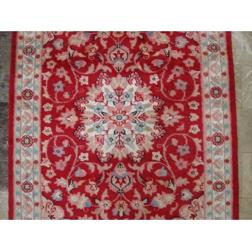 Ahmedani Awesome Love Floral Hand Knotted Oriental Rug Wool Silk Carpet Pair 4.1' x 2.6', 4.1' x 2.7' Area Rug - Red