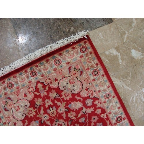 Ahmedani Awesome Love Floral Hand Knotted Oriental Rug Wool Silk Carpet Pair 4.1' x 2.6', 4.1' x 2.7' Area Rug - Red
