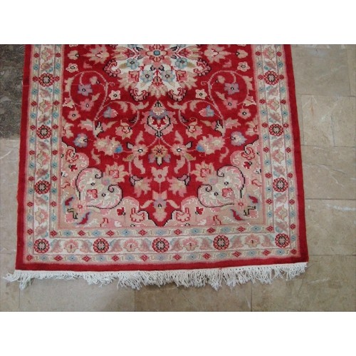 Ahmedani Awesome Love Floral Hand Knotted Oriental Rug Wool Silk Carpet Pair 4.1' x 2.6', 4.1' x 2.7' Area Rug - Red