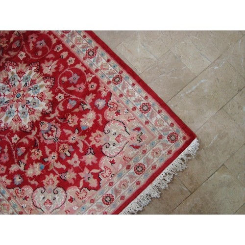 Ahmedani Awesome Love Floral Hand Knotted Oriental Rug Wool Silk Carpet Pair 4.1' x 2.6', 4.1' x 2.7' Area Rug - Red