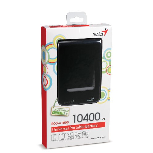 Genius ECO-u1000 Powerbank, External Portable battery, 10400 mAh, Black