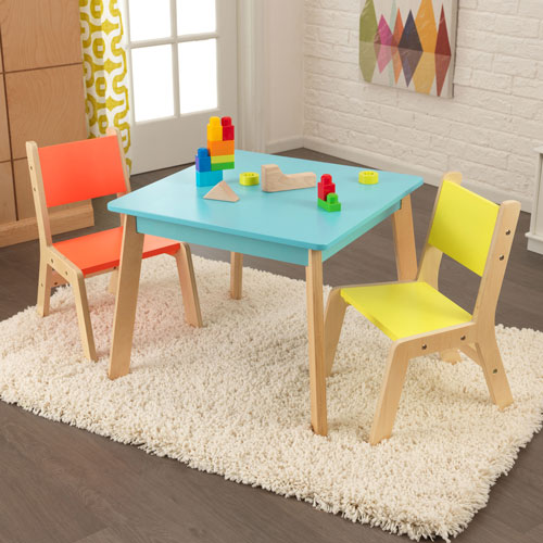 KidKraft Modern 3-Piece Table and Chair Set - Multi-Colour