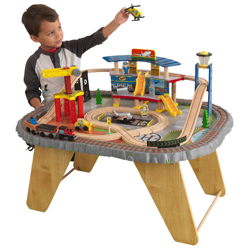 KidKraft Transportation Station 58-Piece Train Set and Table ... KidKraft Transportation Station 58-Piece Train Set and Table ...