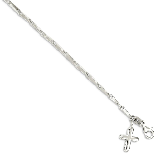 IceCarats 925 Sterling Silver 10 Solid Cross Religious On Link Anklet For Women Ankle Beach Chain Bracelet