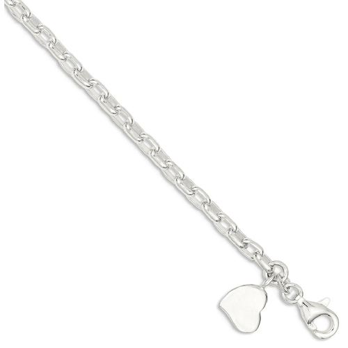 IceCarats 925 Sterling Silver Small Oval Rolo Solid Heart Bracelet 9 Inch Charm Love
