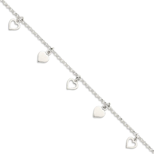 IceCarats 925 Sterling Silver Hearts Anklet For Women Ankle Beach Chain Bracelet