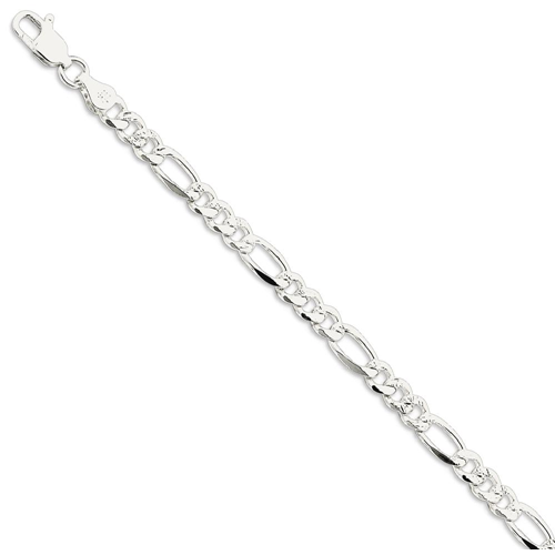 IceCarats 925 Sterling Silver 4.75mm Flat Link Figaro Bracelet Chain 8 Inch