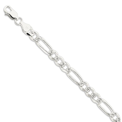 IceCarats 925 Sterling Silver 7mm Flat Link Figaro Bracelet Chain 8 Inch Pav?