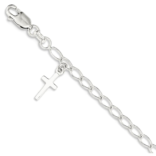 IceCarats 925 Sterling Silver Cross Religious Charm Childs Bracelet 6 Inch