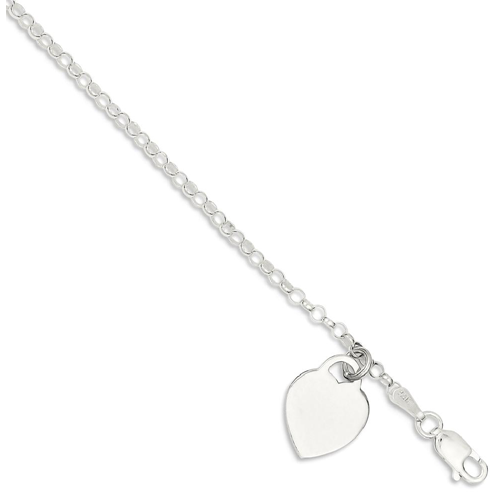 IceCarats 925 Sterling Silver Heart Charm Bracelet