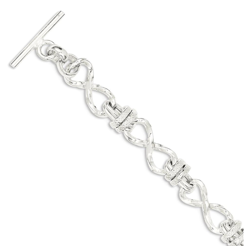 IceCarats 925 Sterling Silver 7.75inch Link Toggle Bracelet 7.75 Inch Chain Fancy