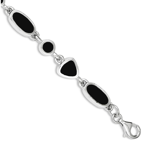 IceCarats 925 Sterling Silver Black Onyx Bracelet 8 Inch Gemstone Fancy