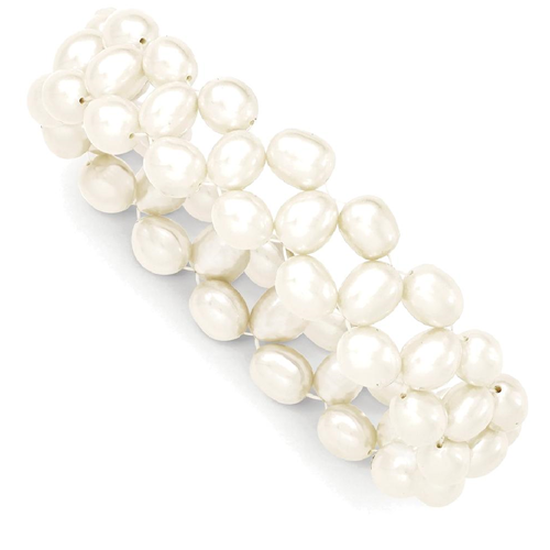 IceCarats 6 7mm Freshwater Cultured White Rice Pearl Stretch Bracelet Adjustable Wrap