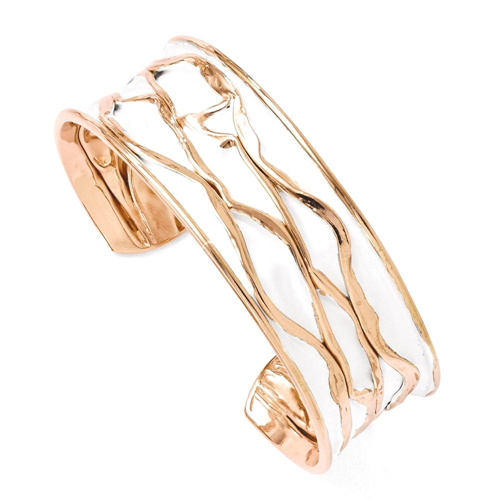 IceCarats Srose Gold Plated Small Concave Scrunch Bangle Bracelet Cuff Expandable Stackable For Women