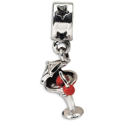 IceCarats 925 Sterling Silver Charm For Bracelet Enameled Martini Dangle Bead Food Drink