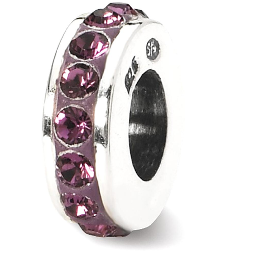 IceCarats 925 Sterling Silver Charm For Bracelet Feb Single Row Swarovski Crystal Bead Stone Birthstone February
