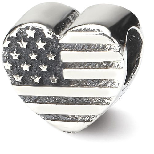 IceCarats 925 Sterling Silver Charm For Bracelet Heart Flag Bead Usa Travel Love