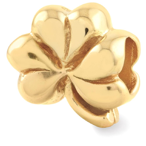 IceCarats 925 Sterling Silver Gold Plated Charm For Bracelet Clover Bead Good Luck Floral Celtic