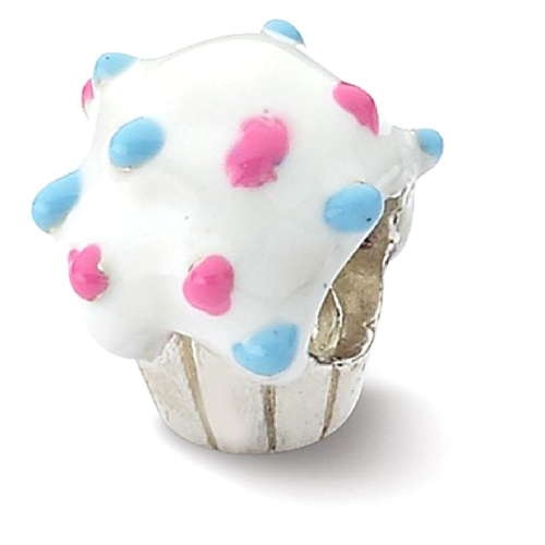 IceCarats 925 Sterling Silver Charm For Bracelet Enameled Cupcake Bead Food Drink