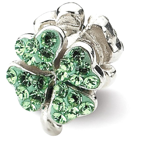 IceCarats 925 Sterling Silver Charm For Bracelet Green Swarovski Crystal Clover Bead Good Luck Floral Celtic Stone