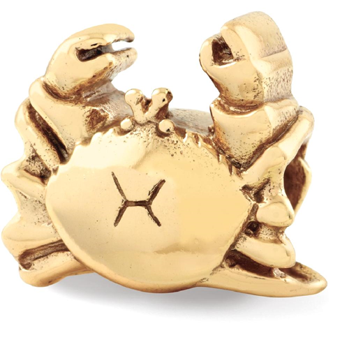 IceCarats 925 Sterling Silver Gold Plated Charm For Bracelet Crab Bead Animal Beach