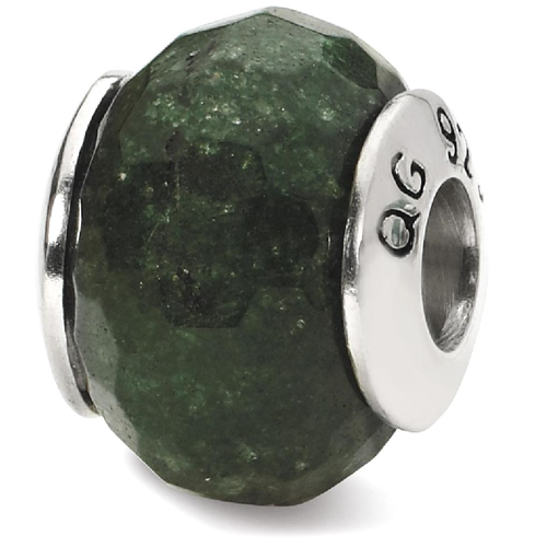 IceCarats 925 Sterling Silver Charm For Bracelet Dark Green Quartz Stone Bead From The Earth