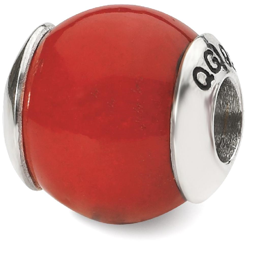 IceCarats 925 Sterling Silver Charm For Bracelet Red Quartz Stone Bead From The Earth