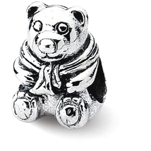 IceCarats 925 Sterling Silver Charm For Bracelet Teddy Bear Bead Around The House Animal