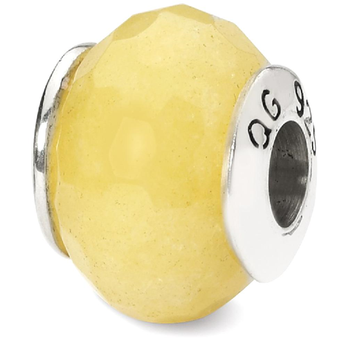 IceCarats 925 Sterling Silver Charm For Bracelet Yellow Quartz Stone Bead From The Earth