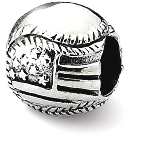 IceCarats 925 Sterling Silver Charm For Bracelet Usa Flag Baseball Bead Sport
