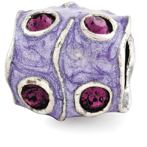 IceCarats 925 Sterling Silver Charm For Bracelet Purple Swarovski Elements Enamel Bead Stone Crystal