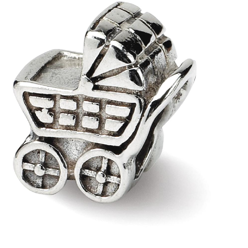 IceCarats 925 Sterling Silver Charm For Bracelet Baby Carriage Bead Around The House