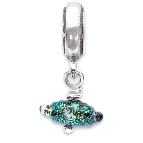 IceCarats 925 Sterling Silver Charm For Bracelet Green Dichroic Glass Dangle Bead Glas