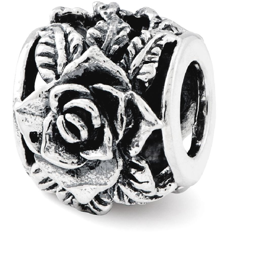 IceCarats 925 Sterling Silver Charm For Bracelet Rose Bali Bead Floral