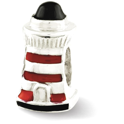 IceCarats 925 Sterling Silver Charm For Bracelet Enameled Lighthouse Bead Travel