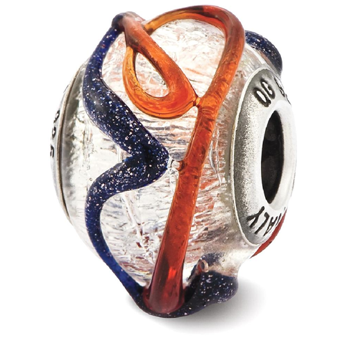 IceCarats 925 Sterling Silver Charm For Bracelet Italian Blue/red Textured Glass Bead Glas Murano